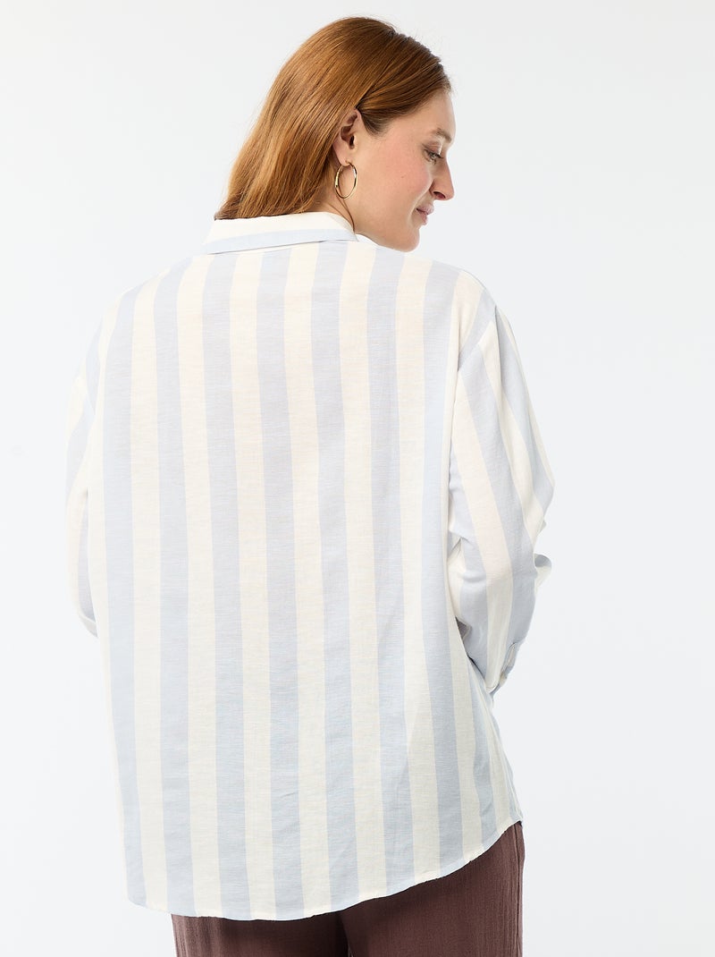 Camisa de linho misto Azul - Kiabi