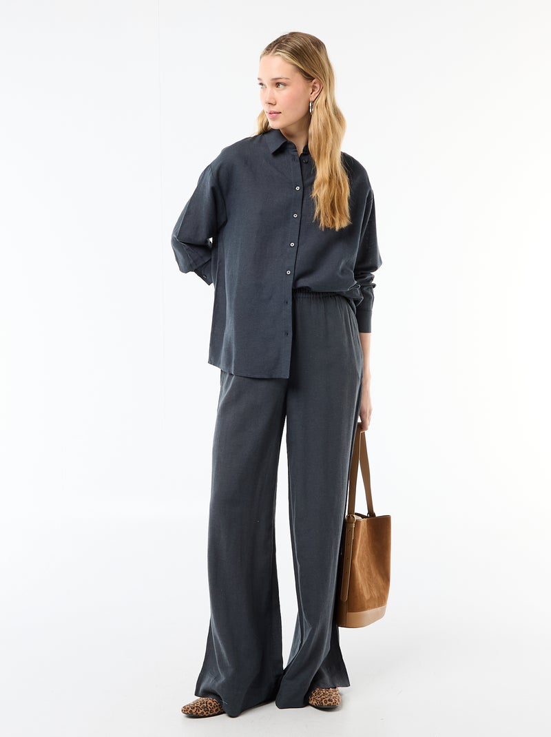 Camisa de linho misto Azul - Kiabi