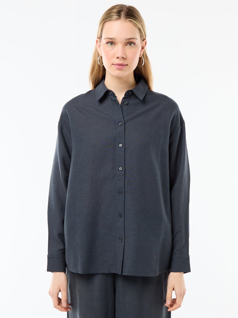 Camisa de linho misto Azul - Kiabi
