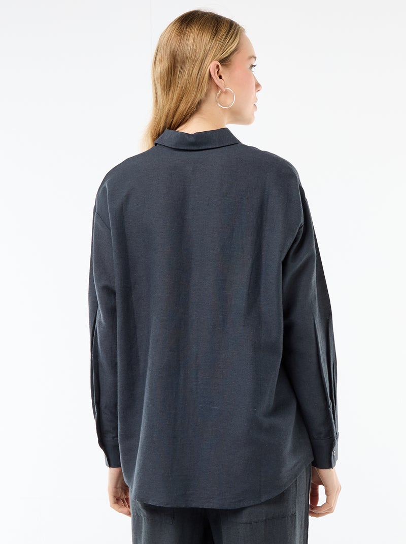 Camisa de linho misto Azul - Kiabi
