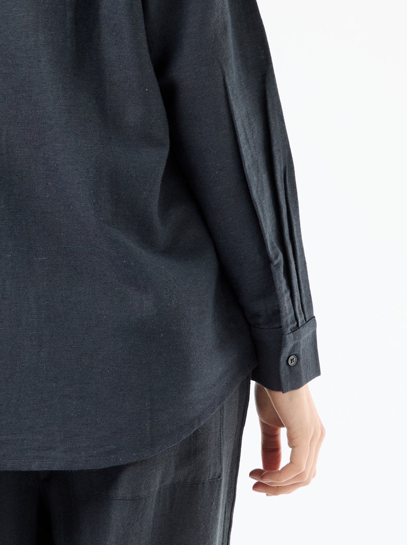 Camisa de linho misto Azul - Kiabi