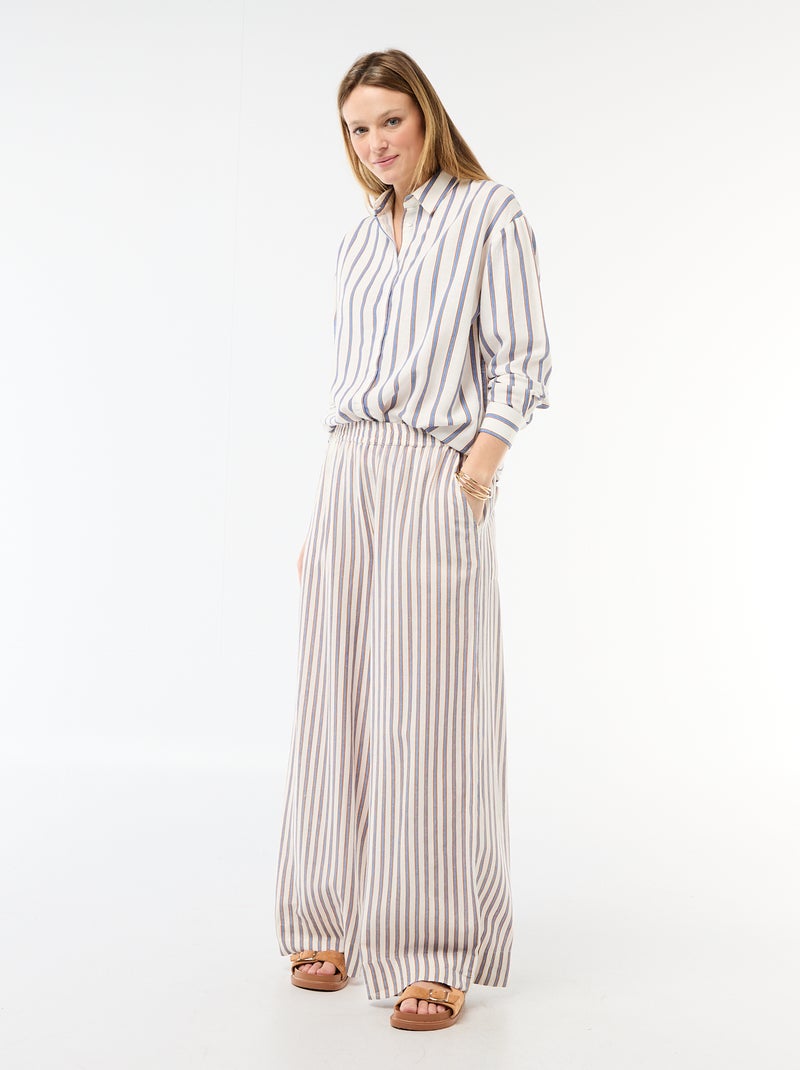 Camisa de linho misto Bege - Kiabi
