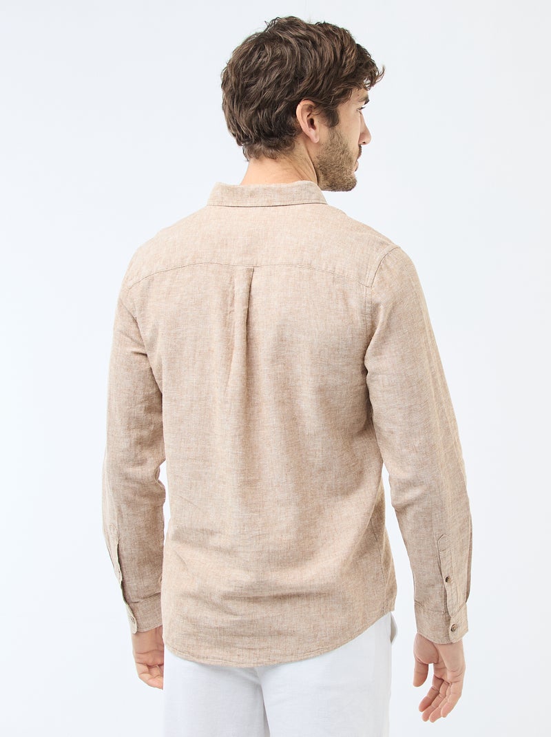 Camisa de linho misto Beige - Kiabi
