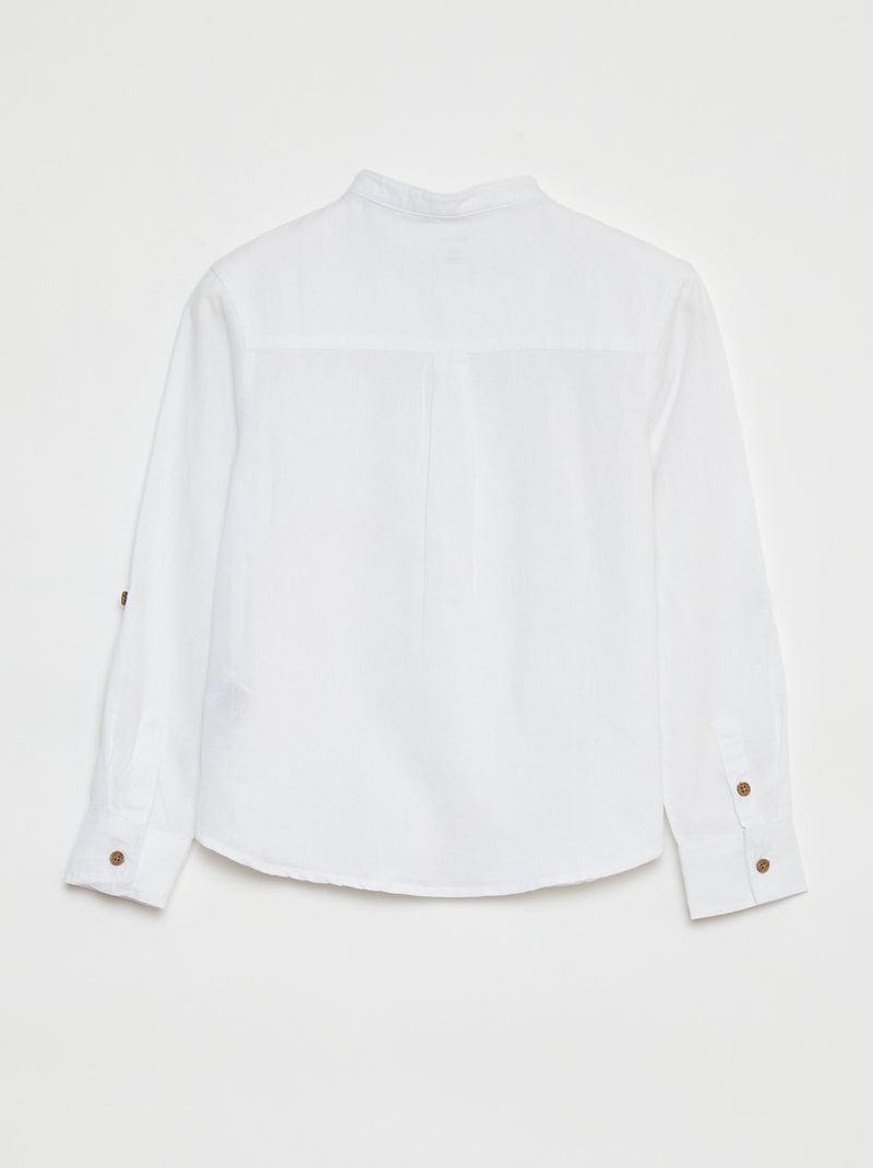 Camisa de linho misto Branco - Kiabi