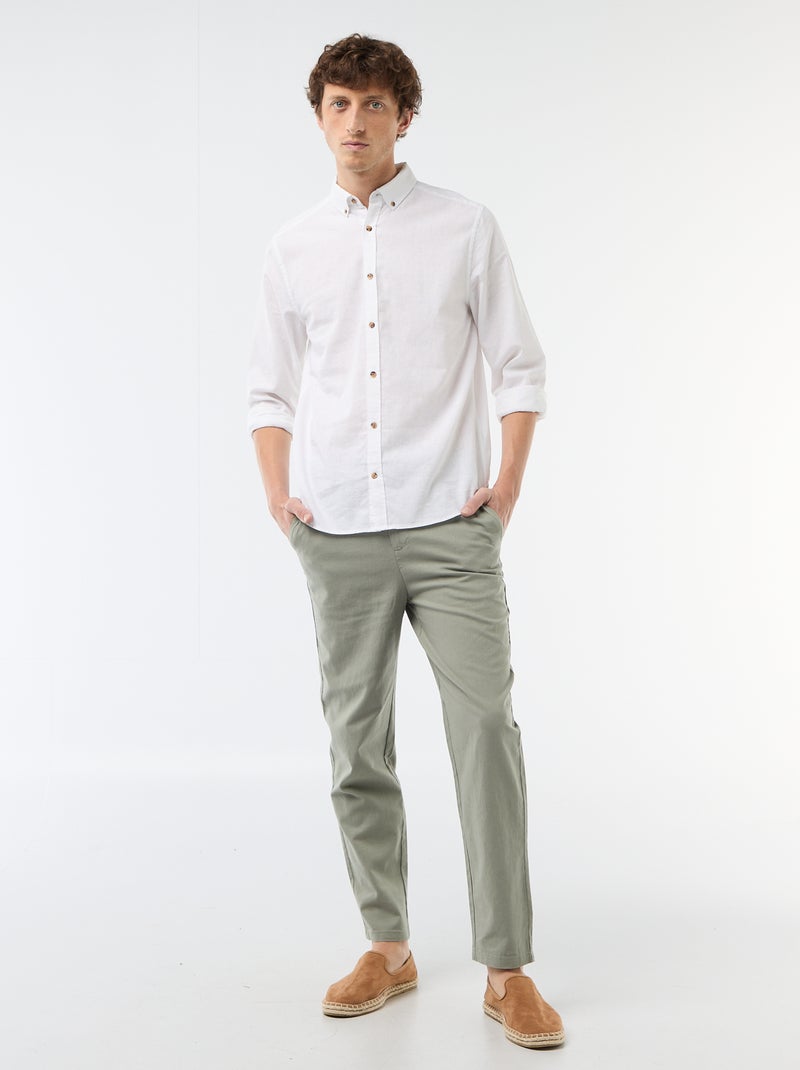 Camisa de linho misto Branco - Kiabi
