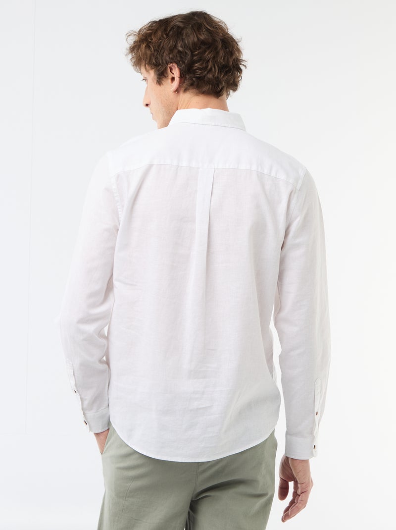 Camisa de linho misto Branco - Kiabi