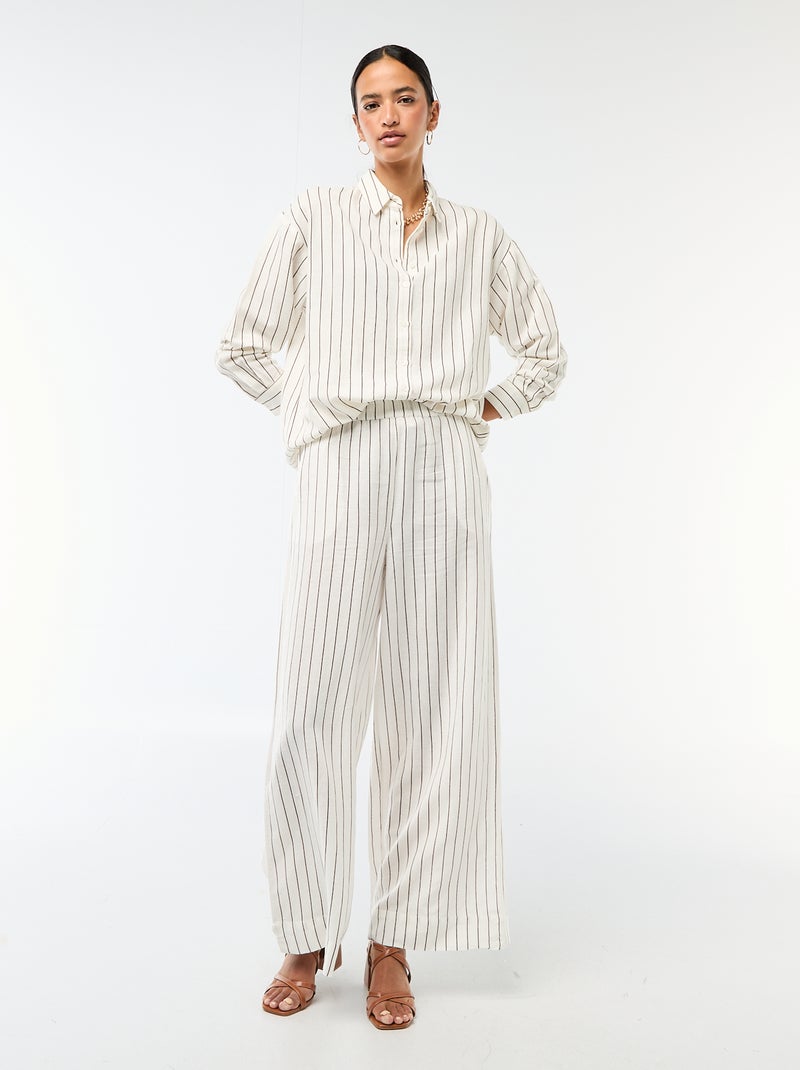 Camisa de linho misto Branco - Kiabi