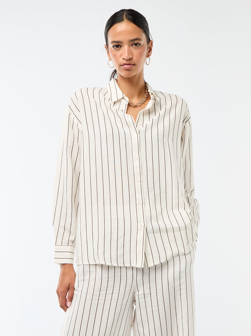 Camisa de linho misto Branco - Kiabi