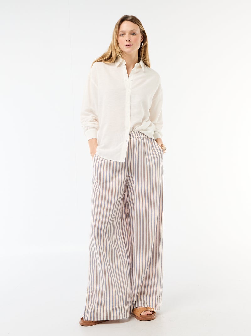 Camisa de linho misto Branco - Kiabi