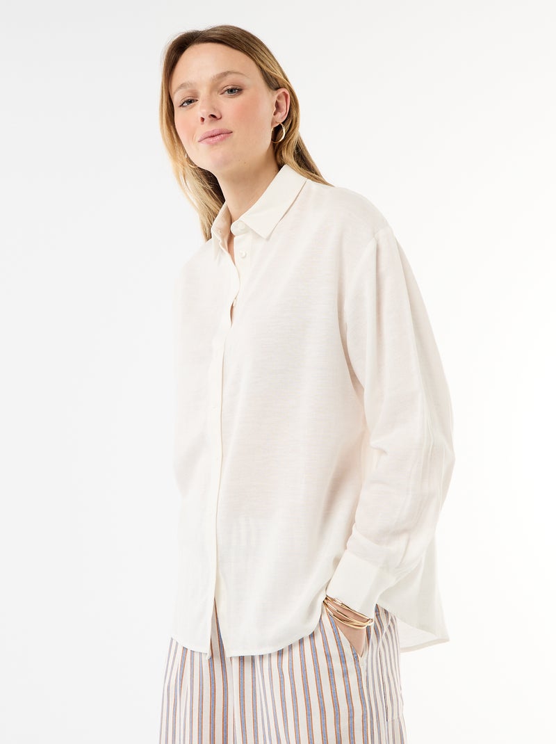 Camisa de linho misto Branco - Kiabi