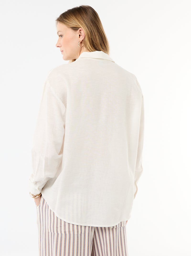 Camisa de linho misto Branco - Kiabi
