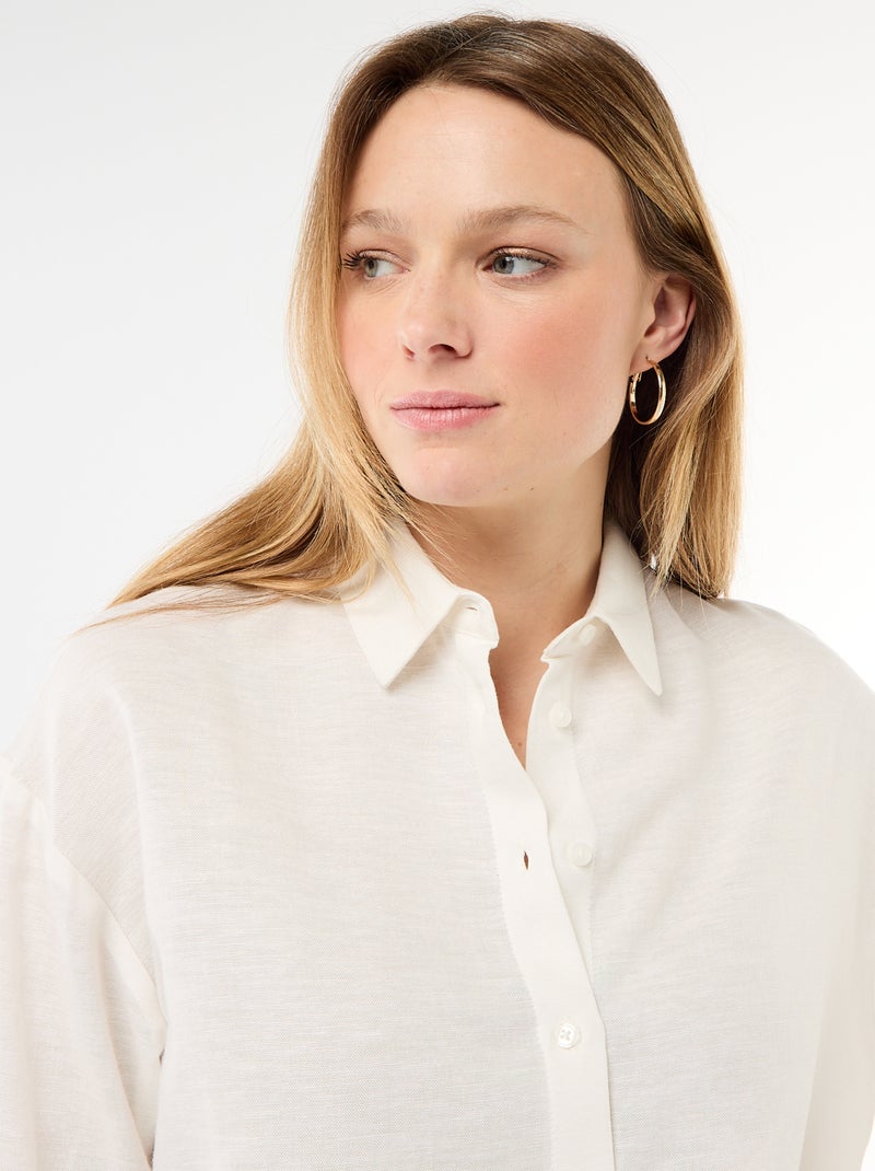 Camisa de linho misto Branco - Kiabi