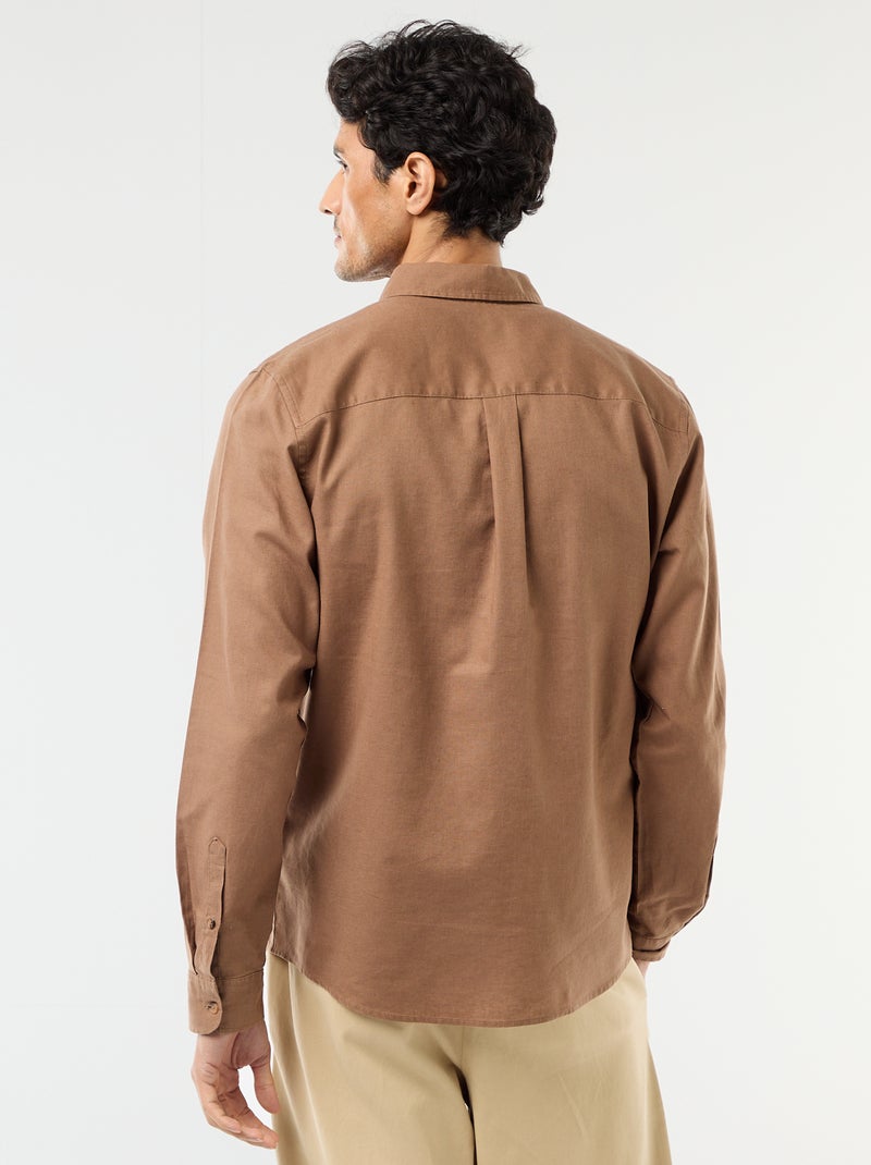Camisa de linho misto Castanho - Kiabi