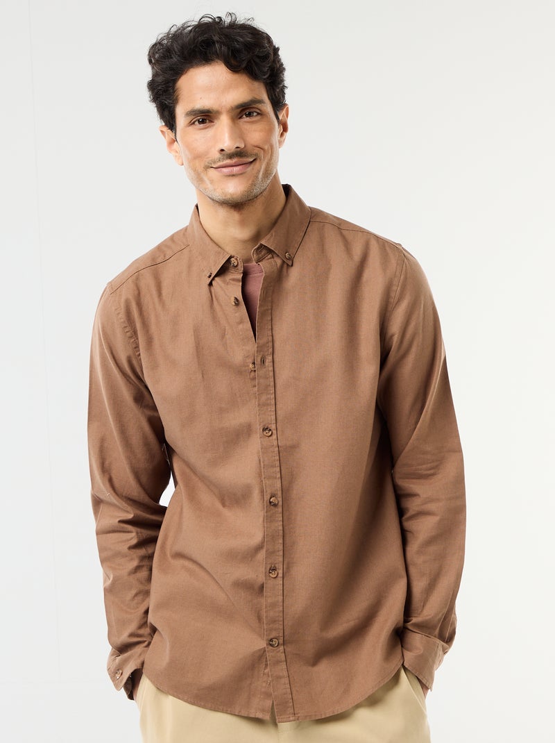 Camisa de linho misto Castanho - Kiabi