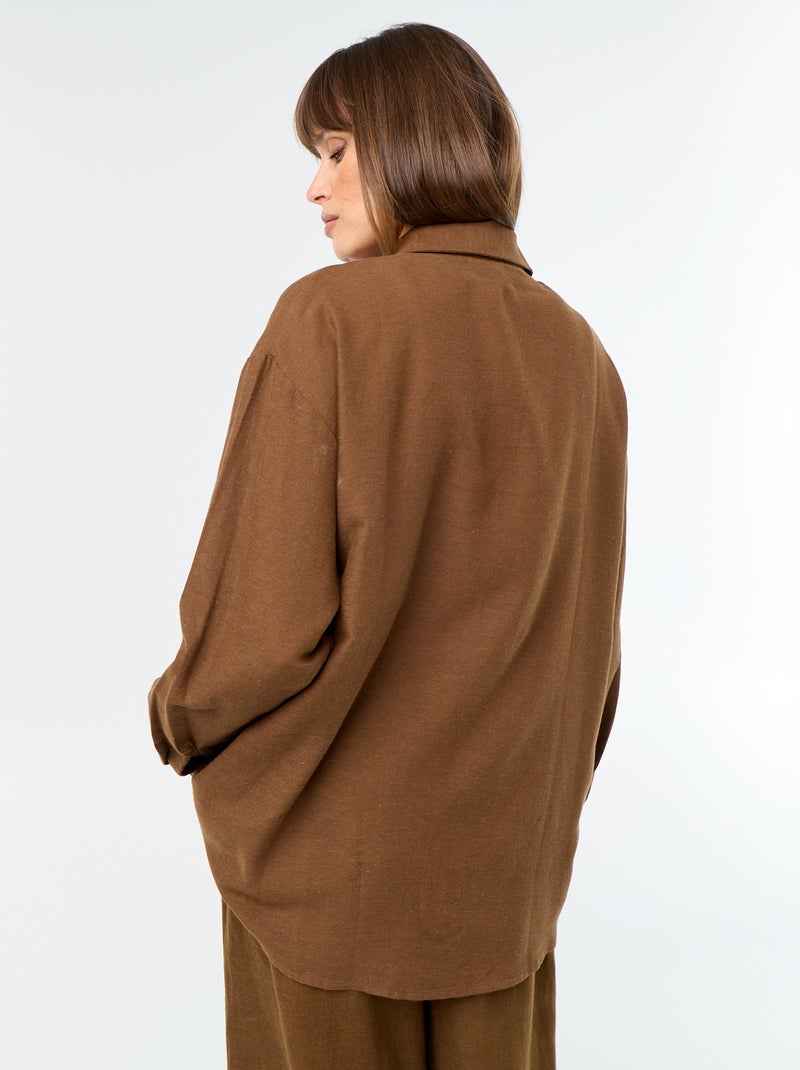 Camisa de linho misto Castanho - Kiabi