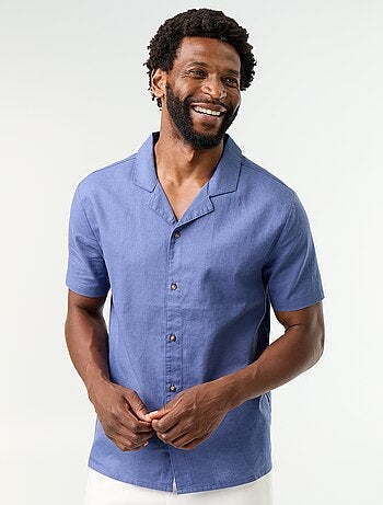 Camisa de linho misto de manga curta