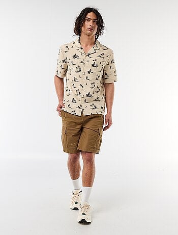 Camisa de linho misto de manga curta