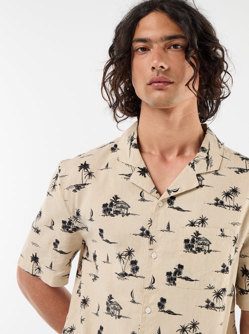 Camisa de linho misto de manga curta - Kiabi