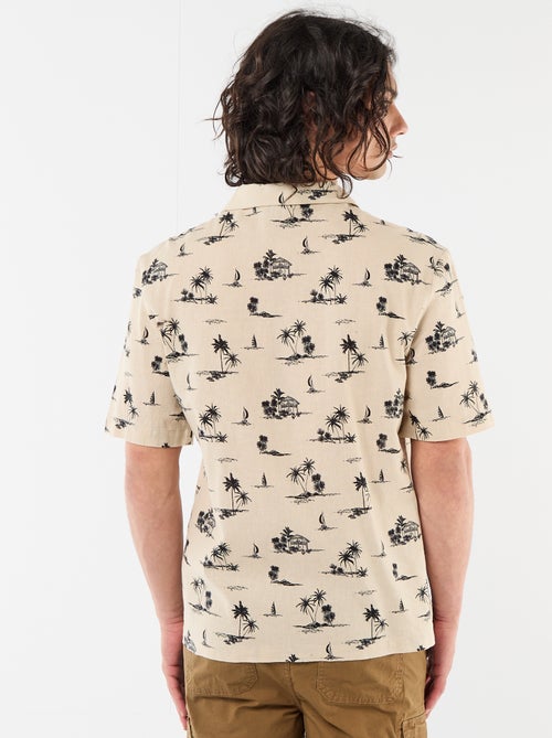 Camisa de linho misto de manga curta - Kiabi