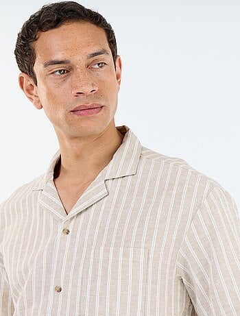 Camisa de linho misto de manga curta