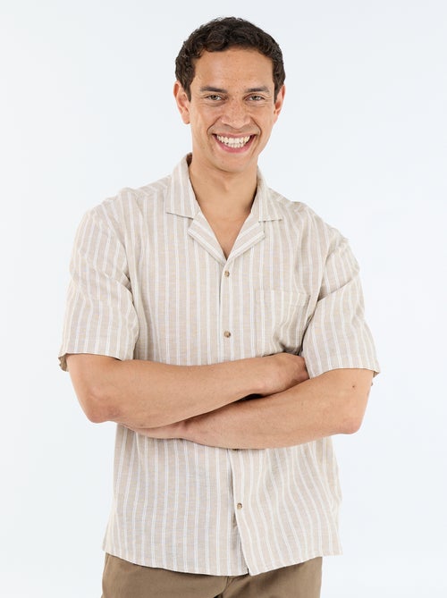 Camisa de linho misto de manga curta - Kiabi