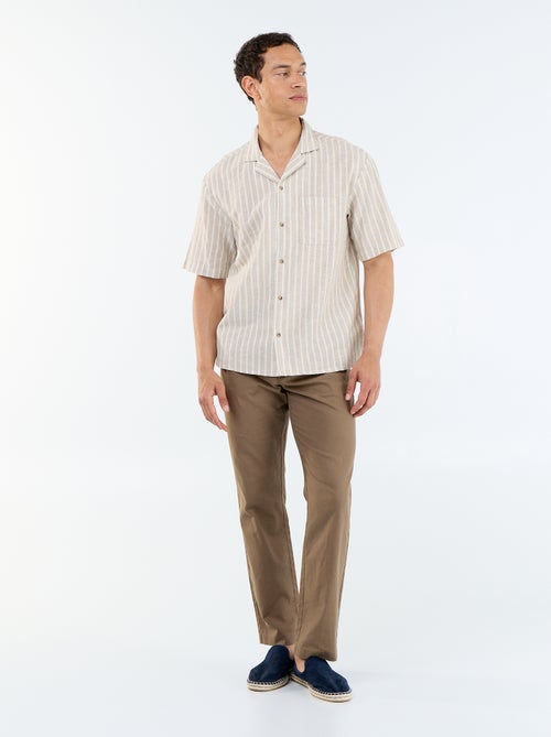 Camisa de linho misto de manga curta - Kiabi