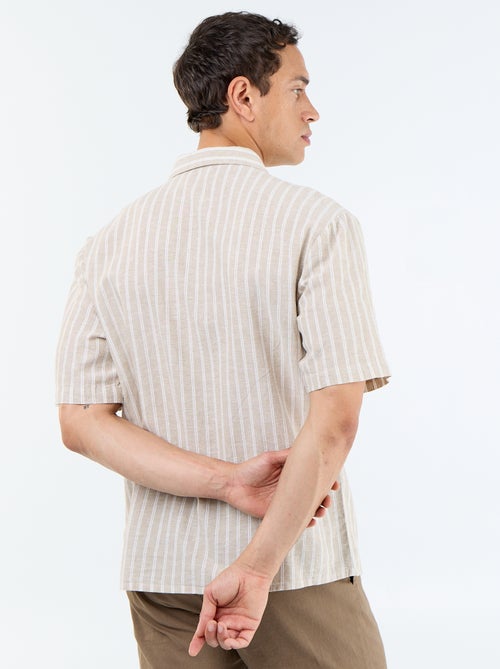 Camisa de linho misto de manga curta - Kiabi