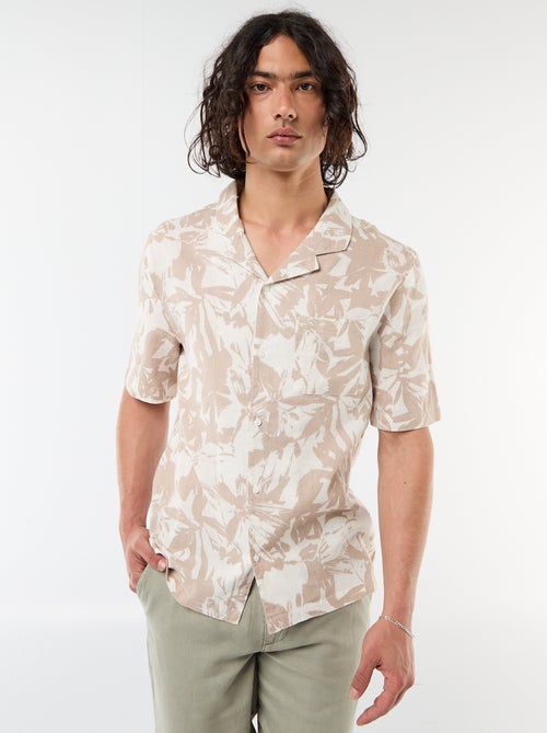 Camisa de linho misto de manga curta - Kiabi