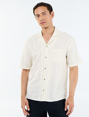Camisa de linho misto de manga curta