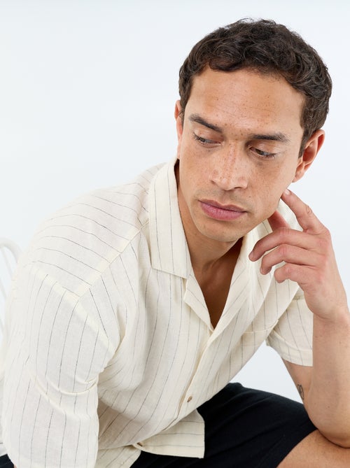 Camisa de linho misto de manga curta - Kiabi