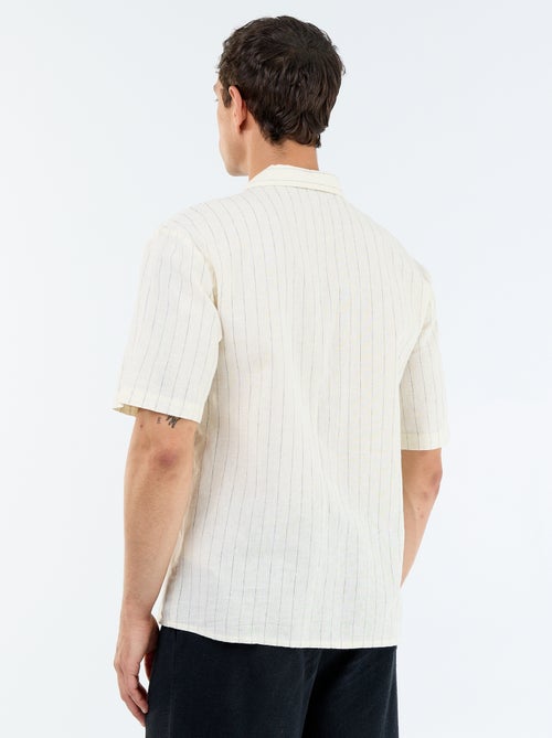 Camisa de linho misto de manga curta - Kiabi