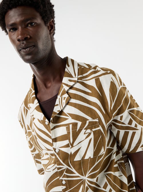 Camisa de linho misto de manga curta - Kiabi