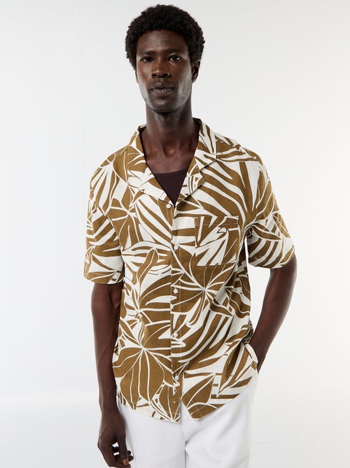 Camisa de linho misto de manga curta - Kiabi