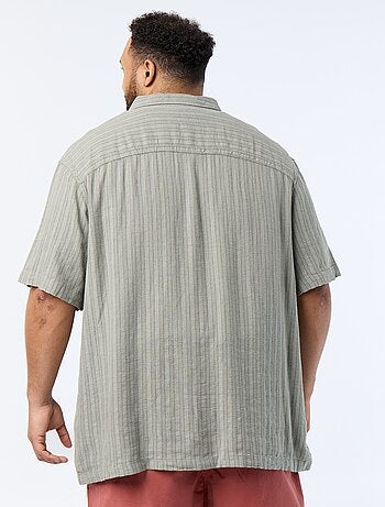 Camisa de linho misto de manga curta