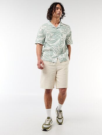 Camisa de linho misto de manga curta