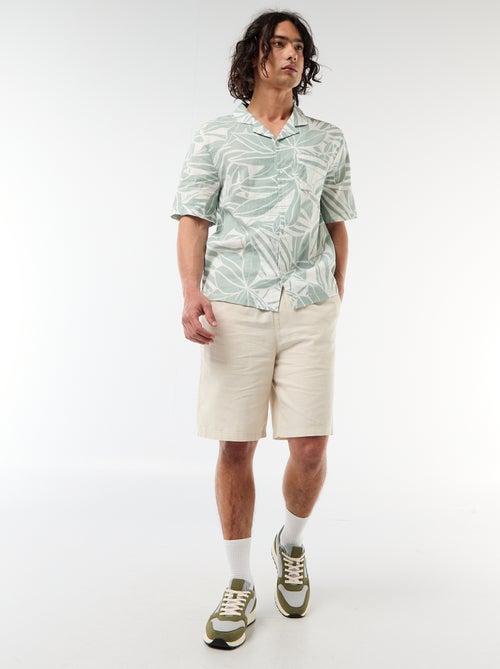 Camisa de linho misto de manga curta - Kiabi