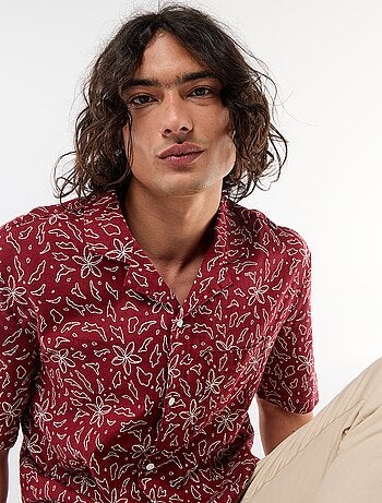 Camisa de linho misto de manga curta