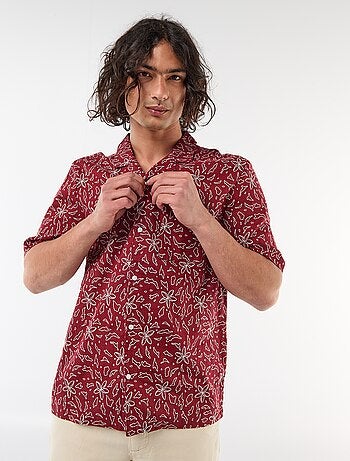 Camisa de linho misto de manga curta