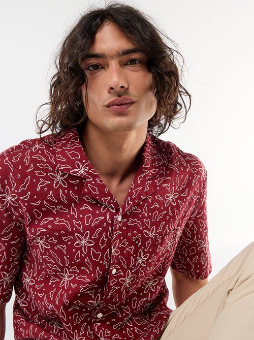 Camisa de linho misto de manga curta - Kiabi