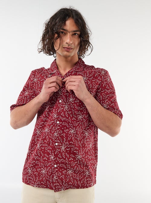 Camisa de linho misto de manga curta - Kiabi