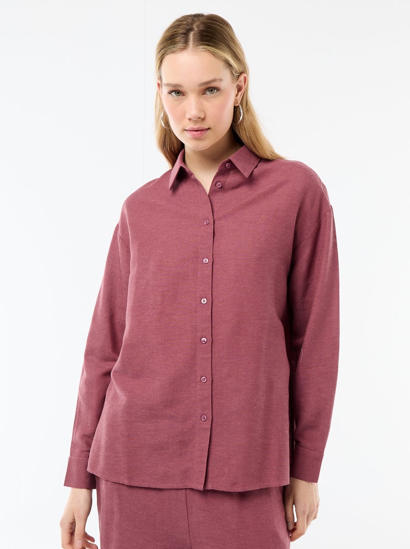 Camisa de linho misto Rosa - Kiabi