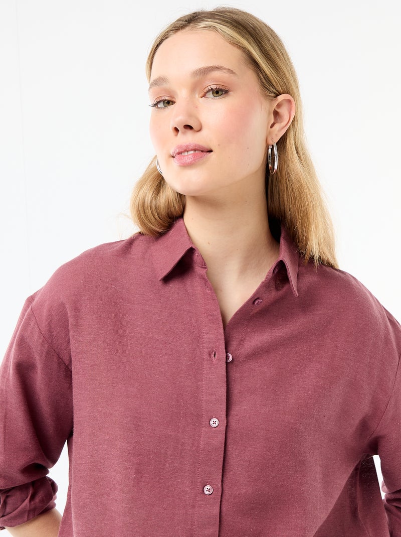 Camisa de linho misto Rosa - Kiabi