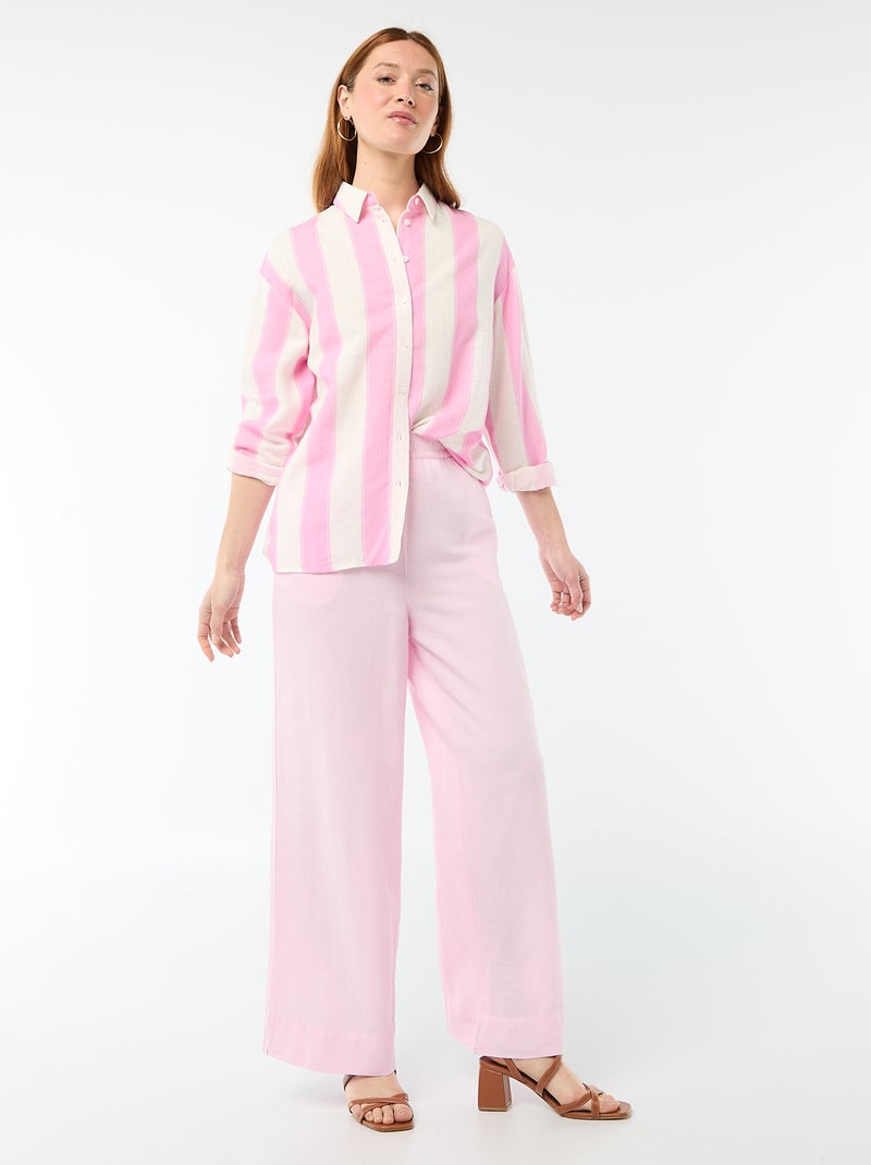 Camisa de linho misto Rosa - Kiabi