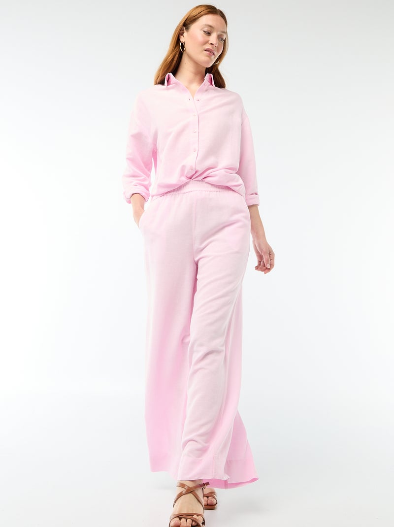 Camisa de linho misto Rosa - Kiabi