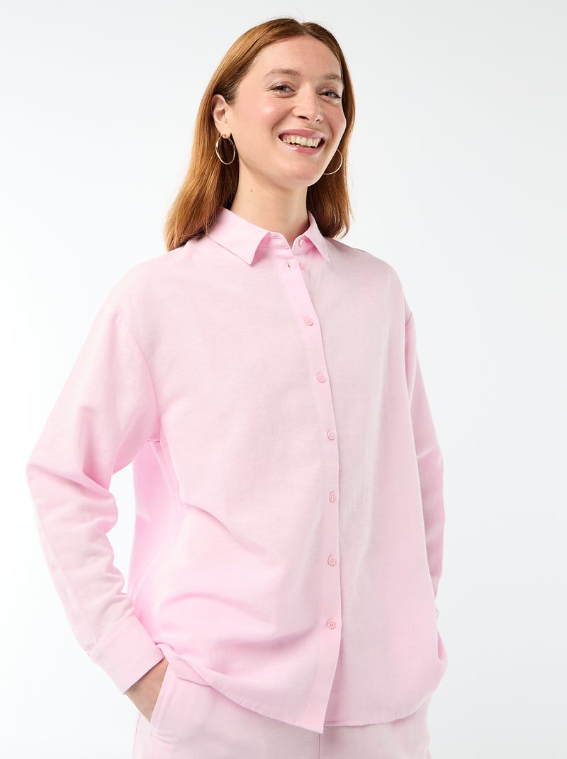 Camisa de linho misto Rosa - Kiabi