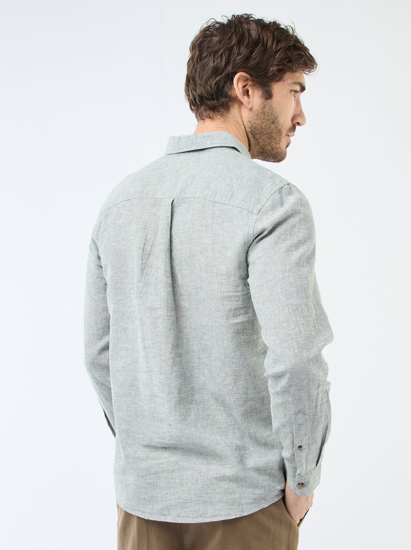 Camisa de linho misto Verde - Kiabi