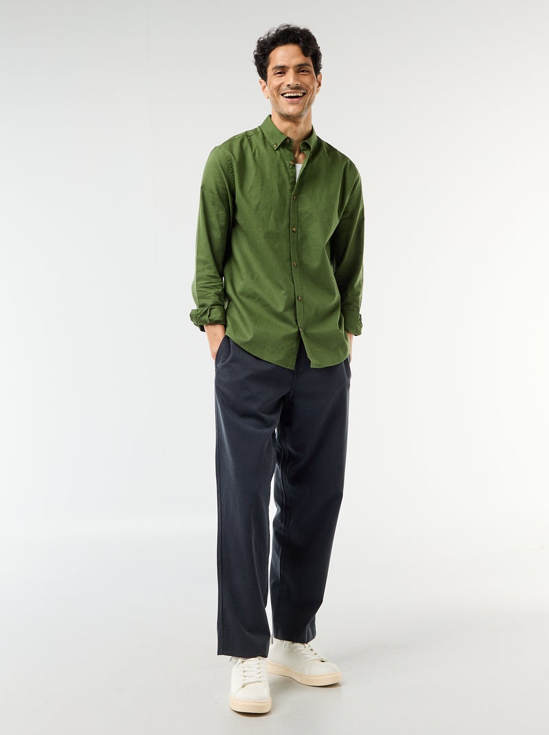 Camisa de linho misto Verde - Kiabi