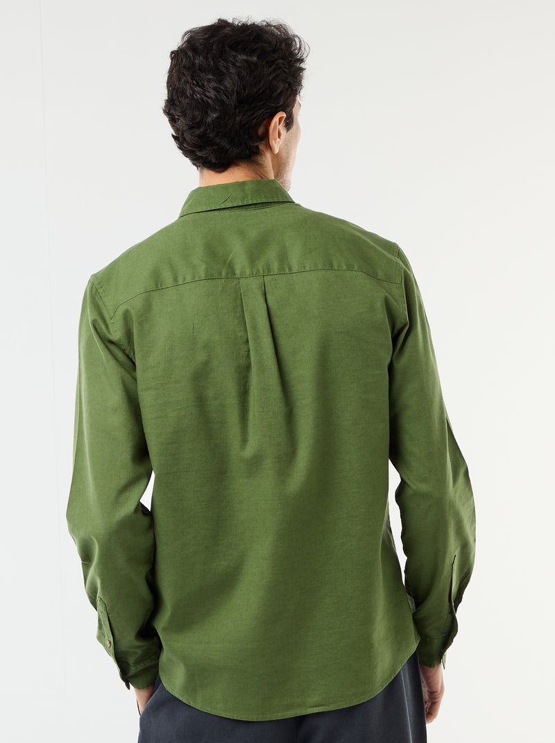 Camisa de linho misto Verde - Kiabi