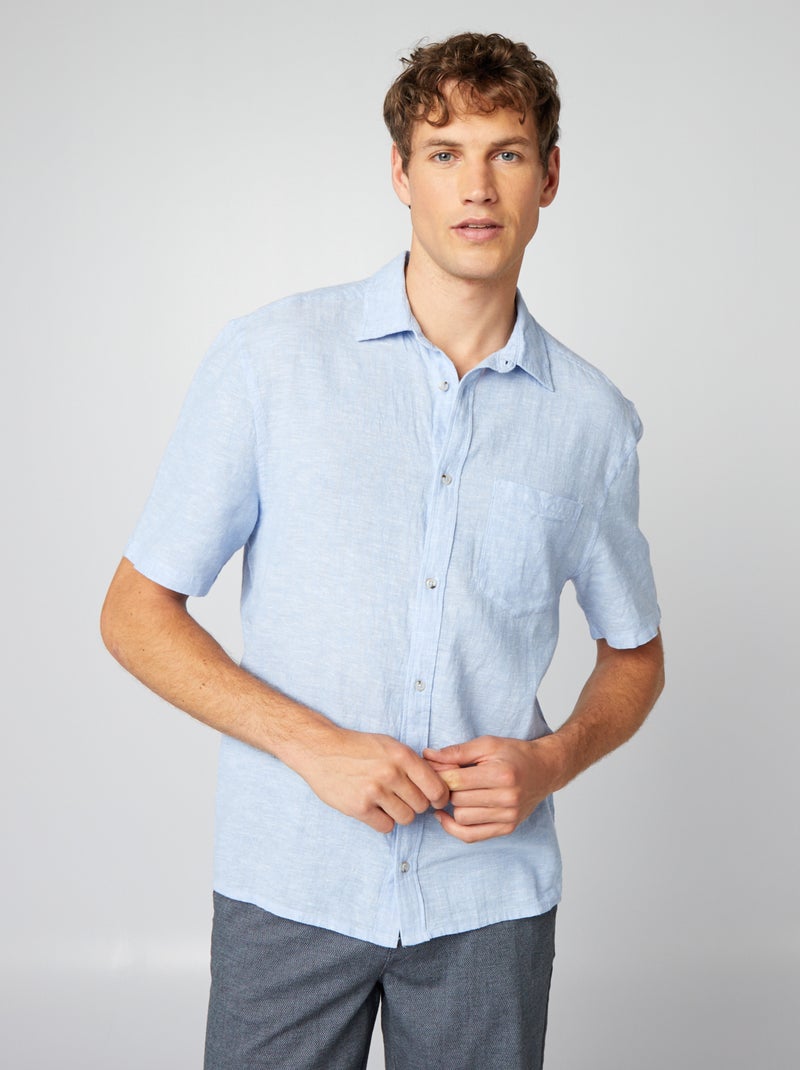 Camisa de linho misturado AZUL - Kiabi