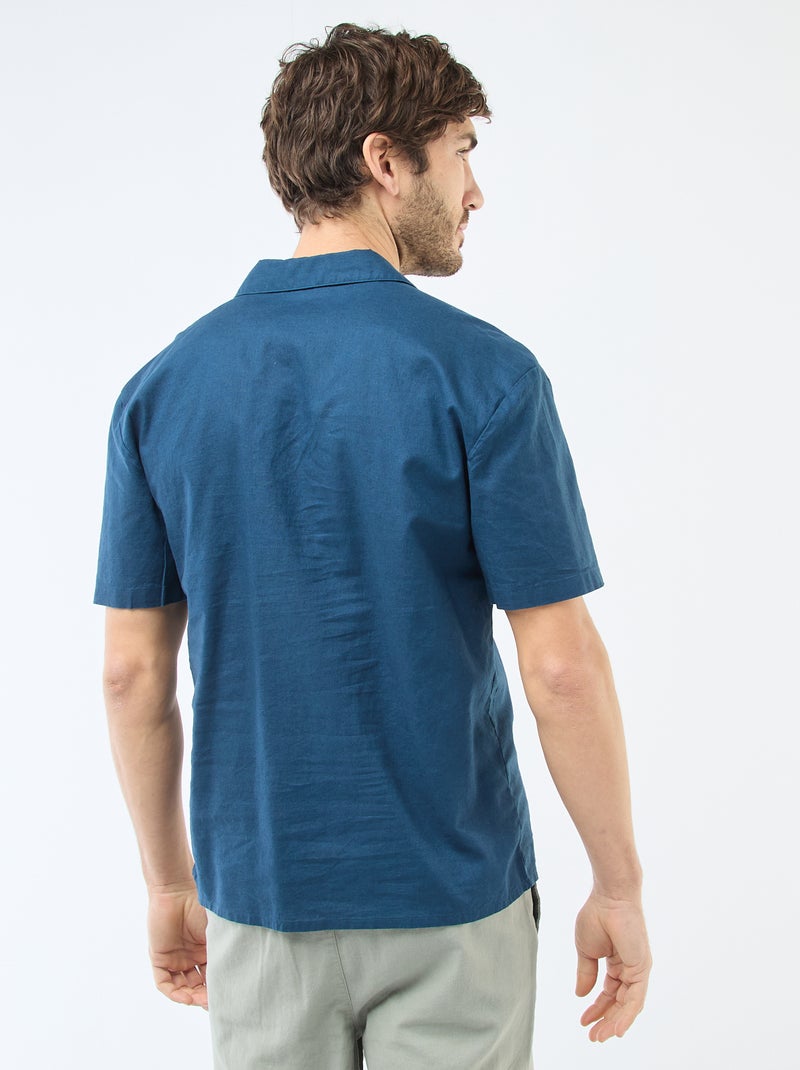 Camisa de linho misturado Azul - Kiabi